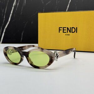 NEW FENDI SUNGLASSES HAVANA OVAL WOMEN EYEWEAR FENDI FE40140U 56N